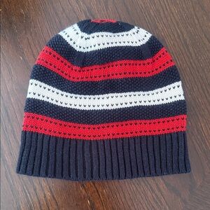 Banana Republic Navy White and Red Striped Beanie Hat